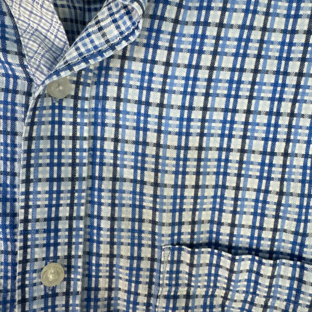 Tailorbyrd collection blue check button down oxford shirt - Picture 2 of 7